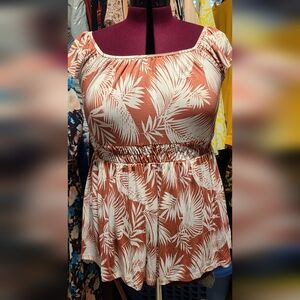Torrid Orange and White Botanical Tank Top